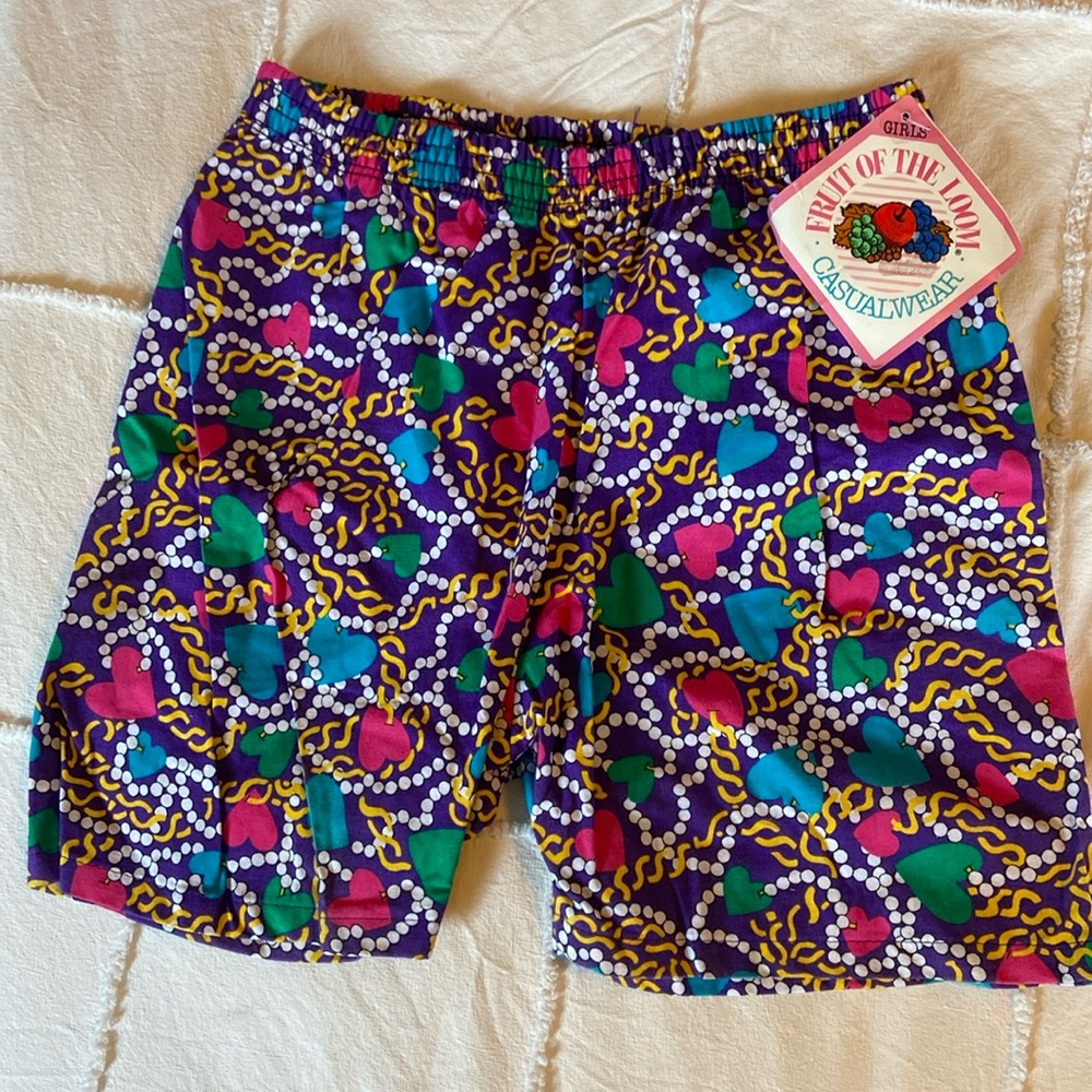 NWT - NOS vintage 90s girls elastic waistband casual colorful shorts